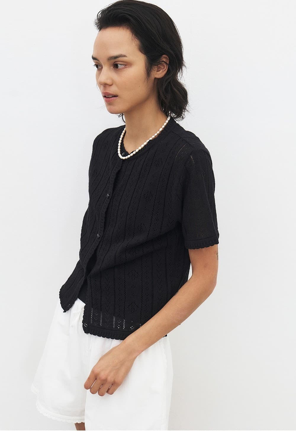 TFR CROCHET LACE KNIT CARDIGAN_BLACK — vue 9