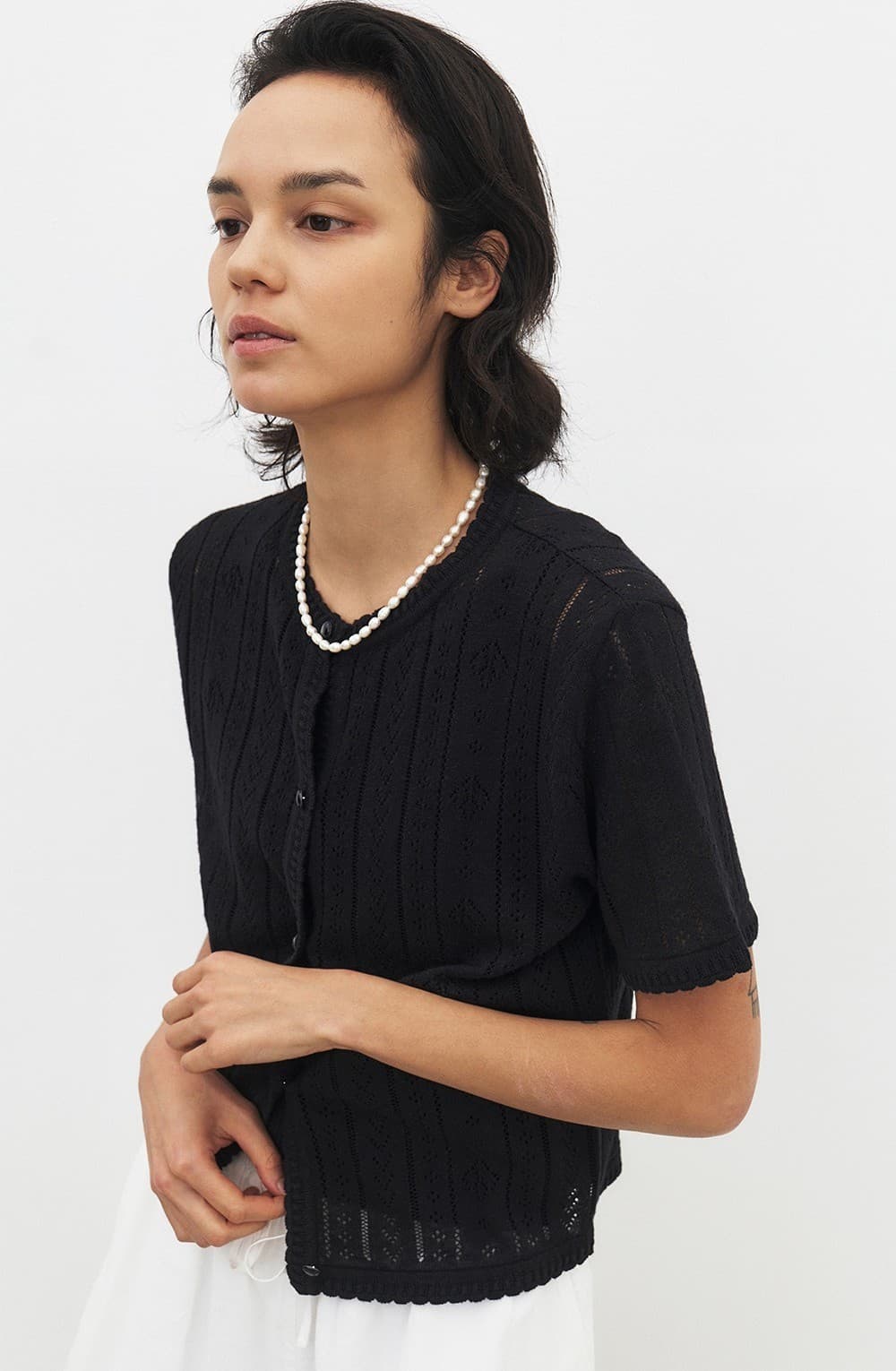 TFR CROCHET LACE KNIT CARDIGAN_BLACK — vue 10