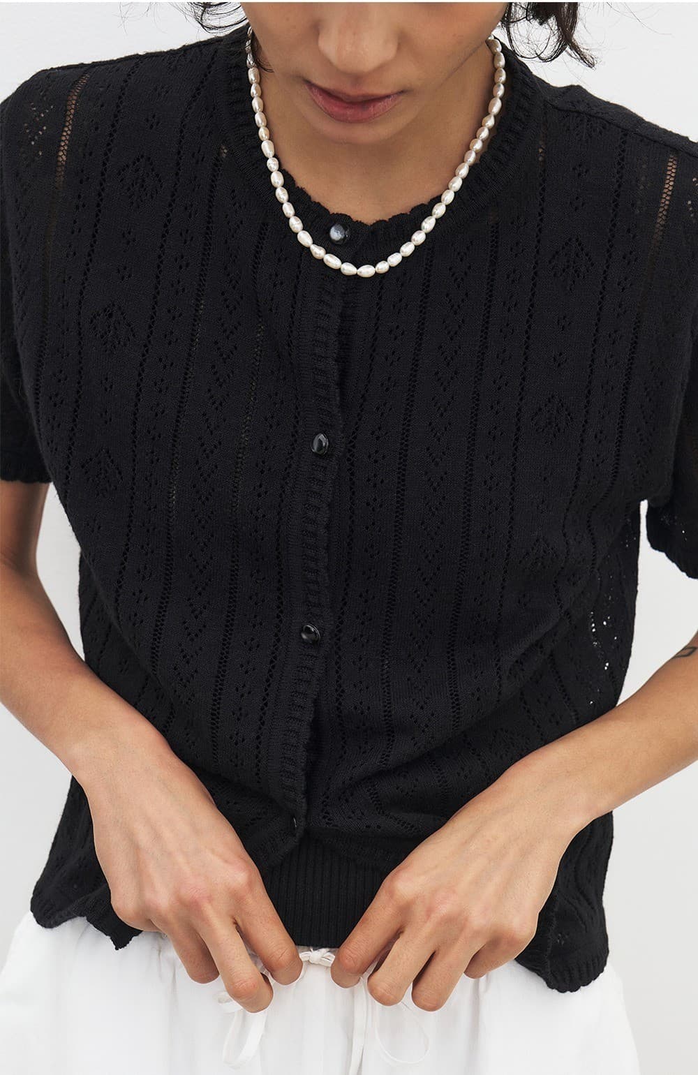 TFR CROCHET LACE KNIT CARDIGAN_BLACK — vue 11