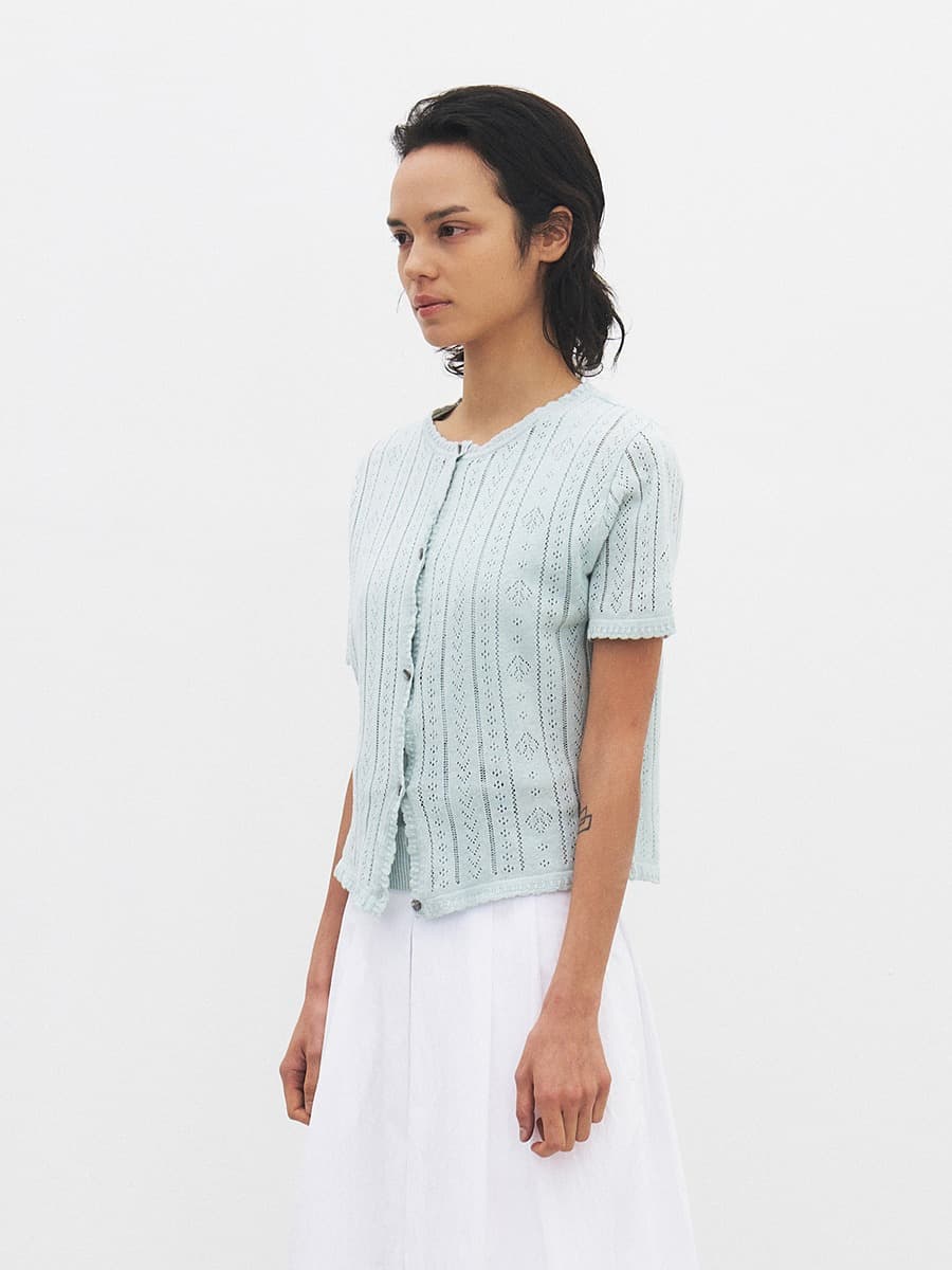 TFR CROCHET LACE KNIT CARDIGAN_SKY — vue 2