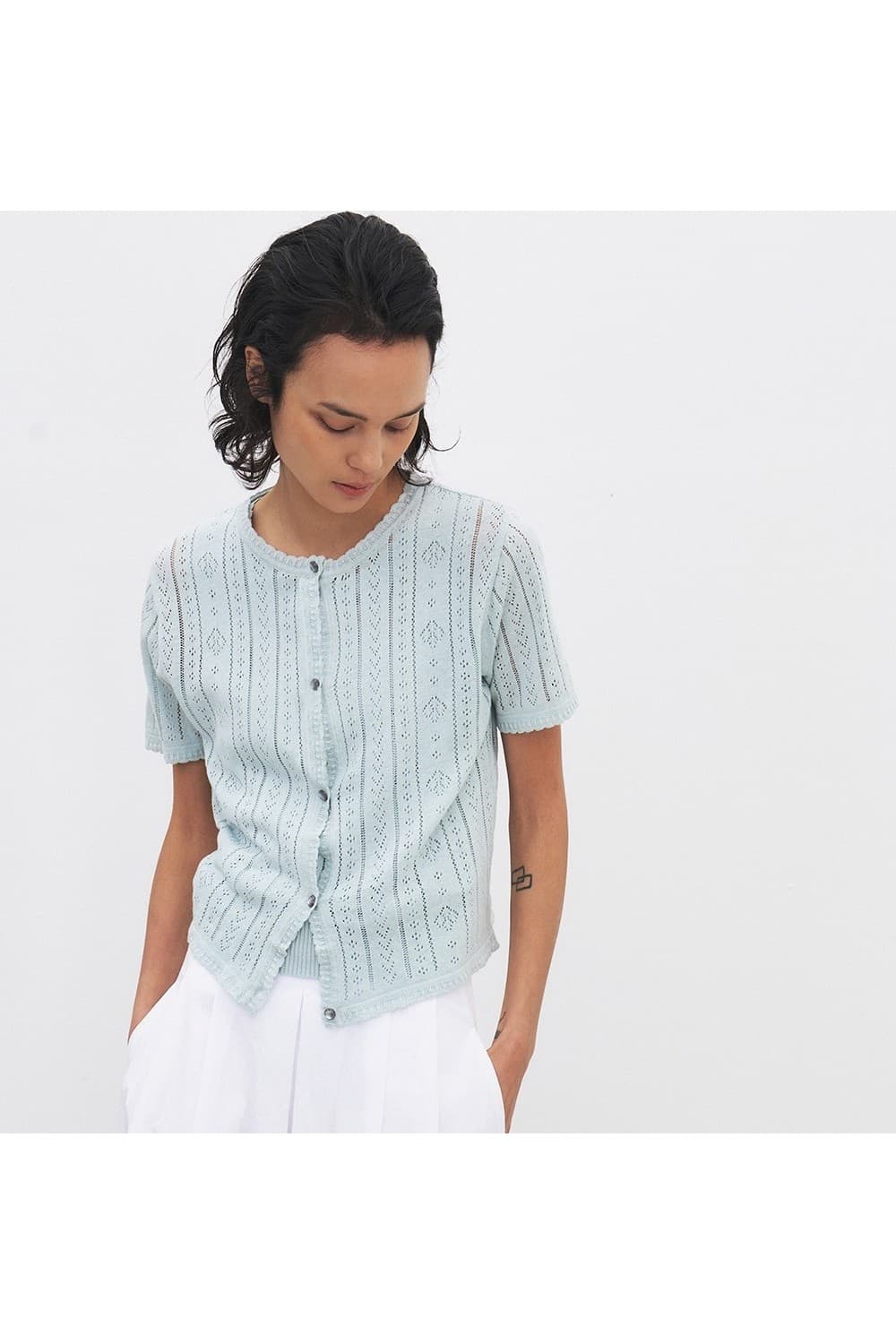 TFR CROCHET LACE KNIT CARDIGAN_SKY — vue 6