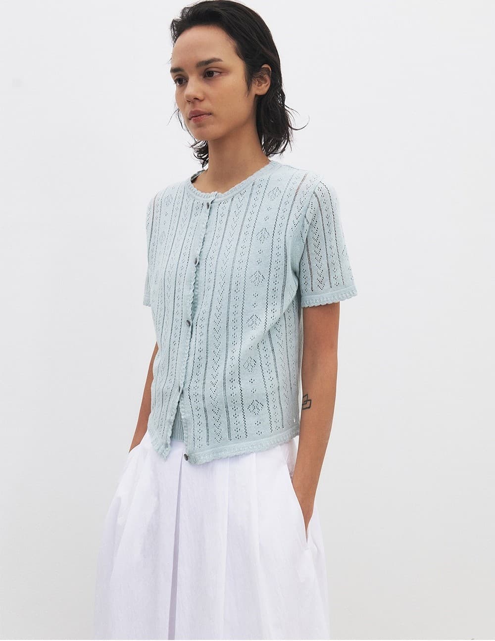 TFR CROCHET LACE KNIT CARDIGAN_SKY — vue 9