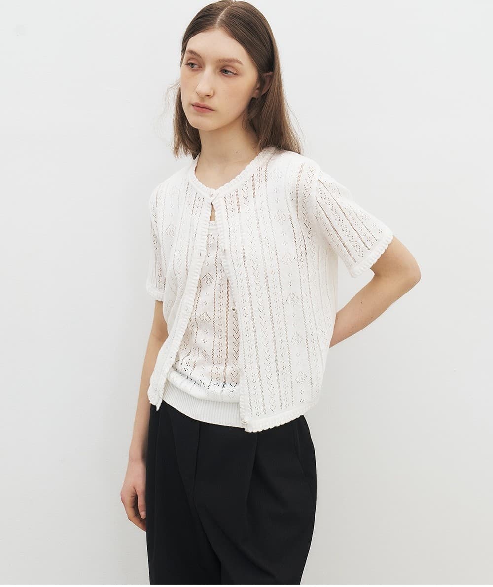 TFR CROCHET LACE KNIT CARDIGAN_IVORY — vue 9