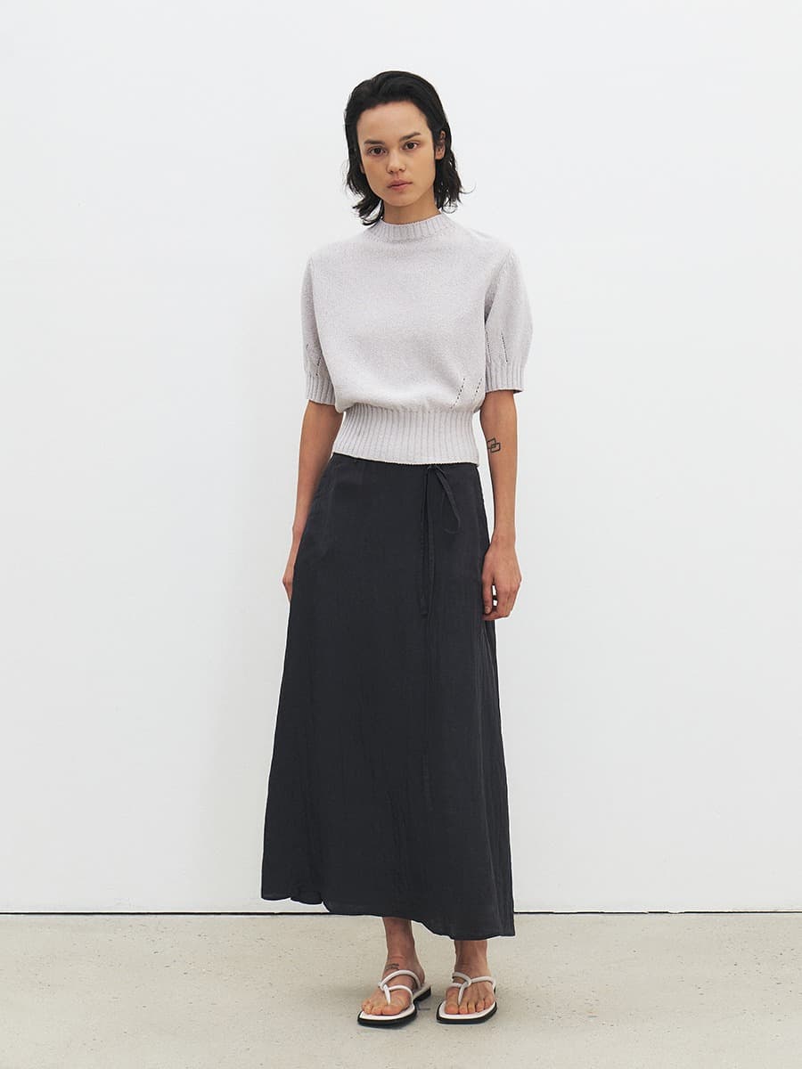 TFR BACK RIBBON KNIT CARDIGAN_L-GREY — vue 4