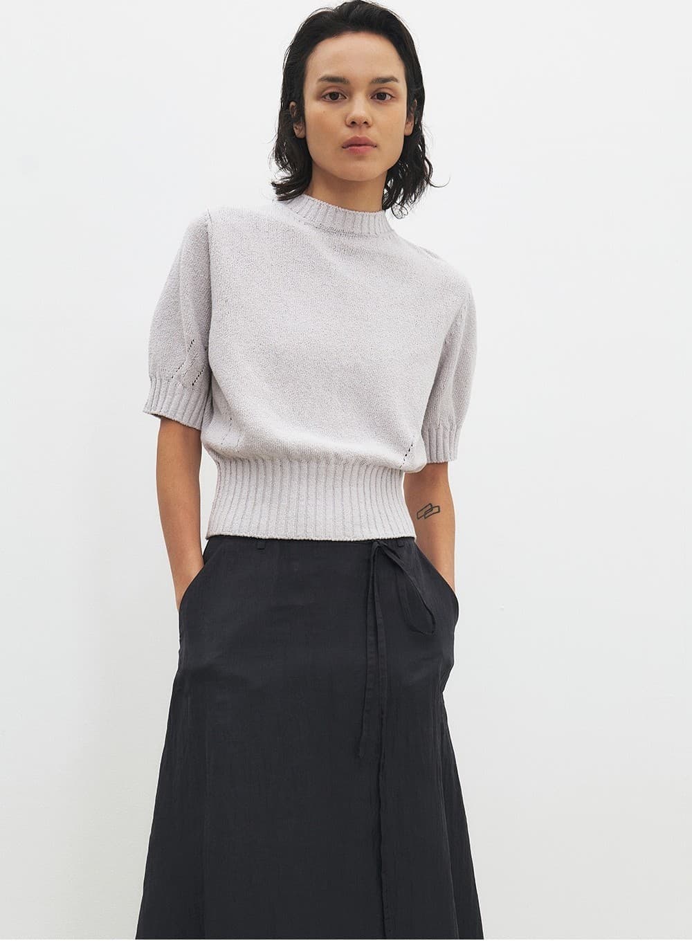 TFR BACK RIBBON KNIT CARDIGAN_L-GREY — vue 5