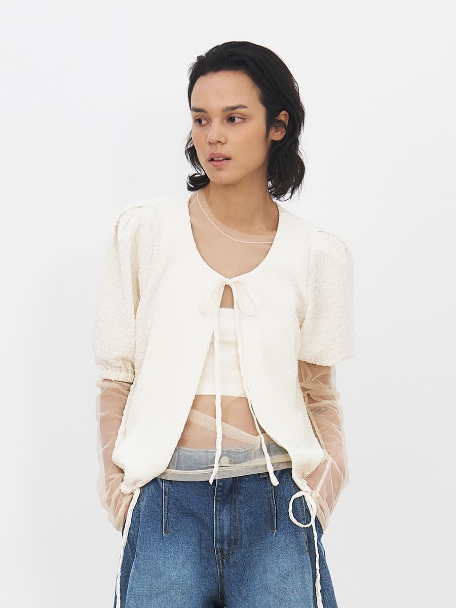 TFR VOLUME WRINKLE BLOUSE_IVORY — vue 1