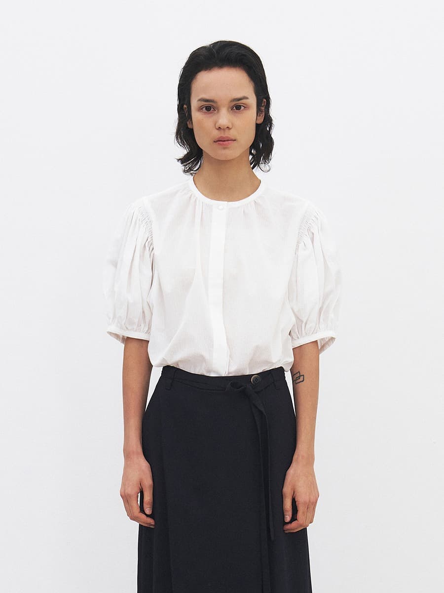 TFR SMOKED PUFF BLOUSE_IVORY — vue 1