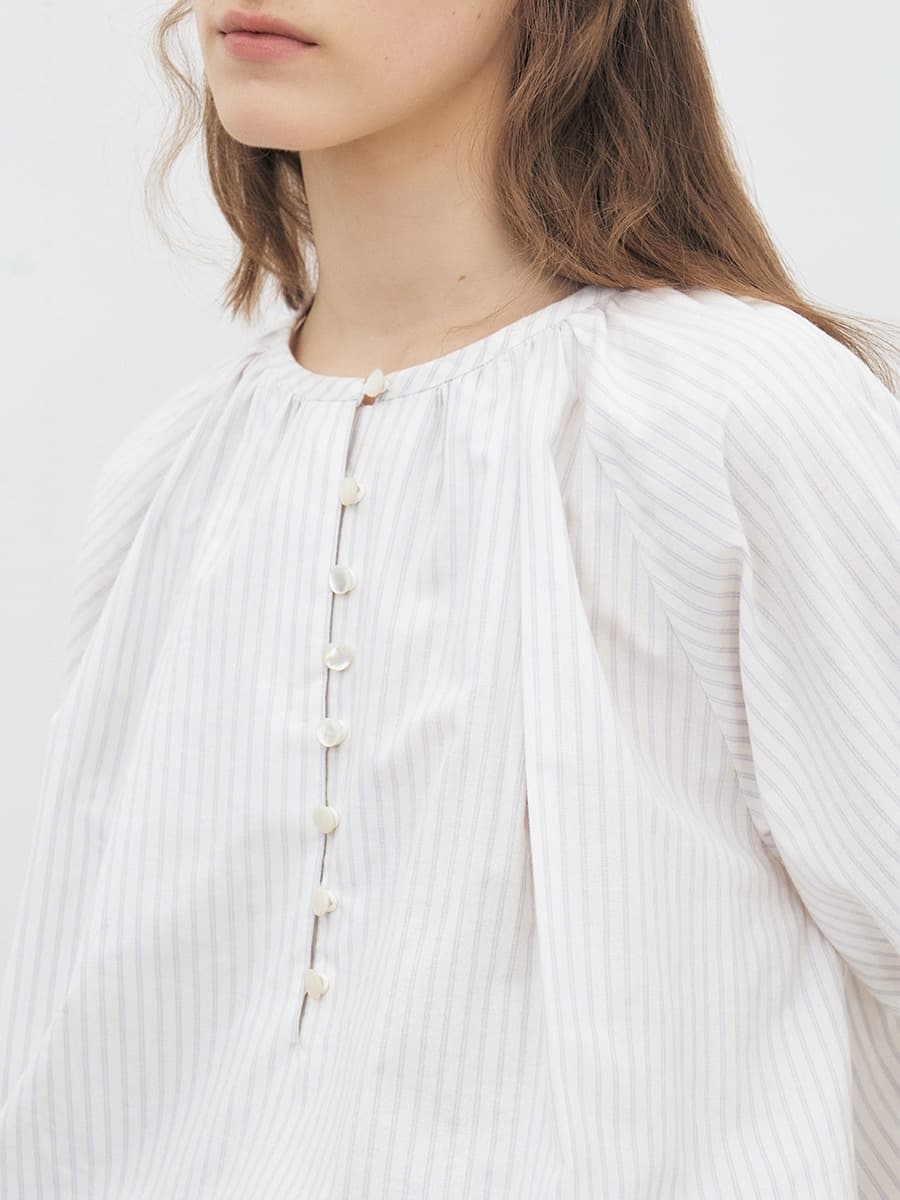 TFR SHIRRING PUFF BLOUSE_STRIPE — vue 4
