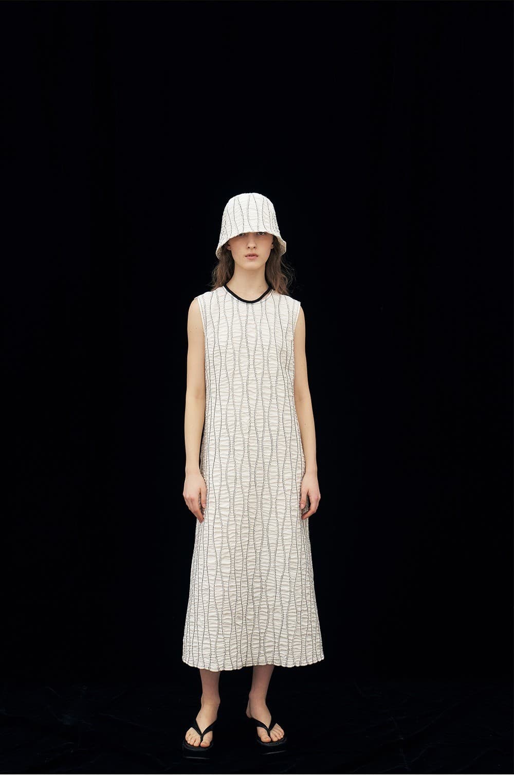 TFR SLEEVELESS STITCH COTTON DRESS_IVORY — vue 5