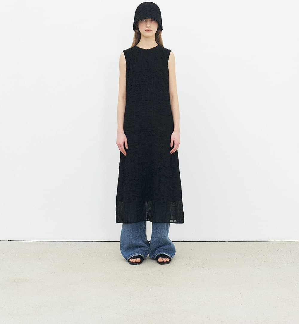 TFR SLEEVELESS NECK EDGE DRESS_BLACK — vue 5
