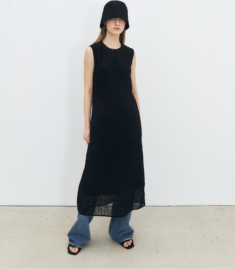 TFR SLEEVELESS NECK EDGE DRESS_BLACK — vue 6