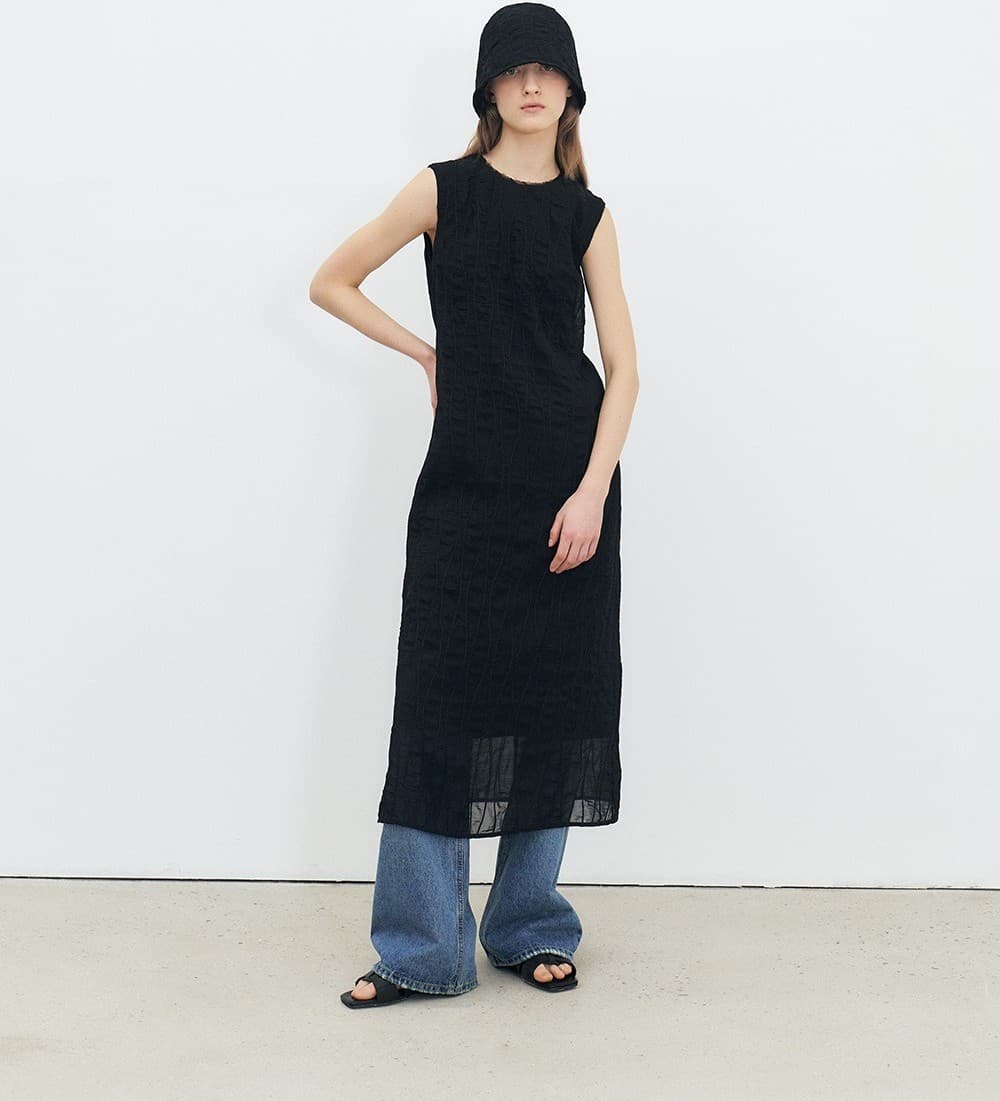 TFR SLEEVELESS NECK EDGE DRESS_BLACK — vue 7