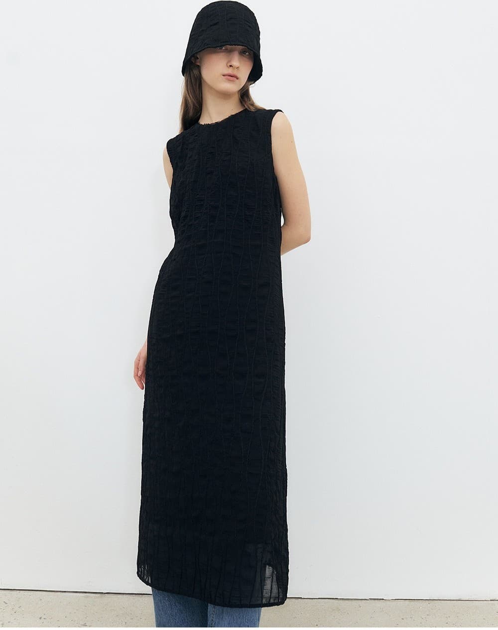 TFR SLEEVELESS NECK EDGE DRESS_BLACK — vue 9
