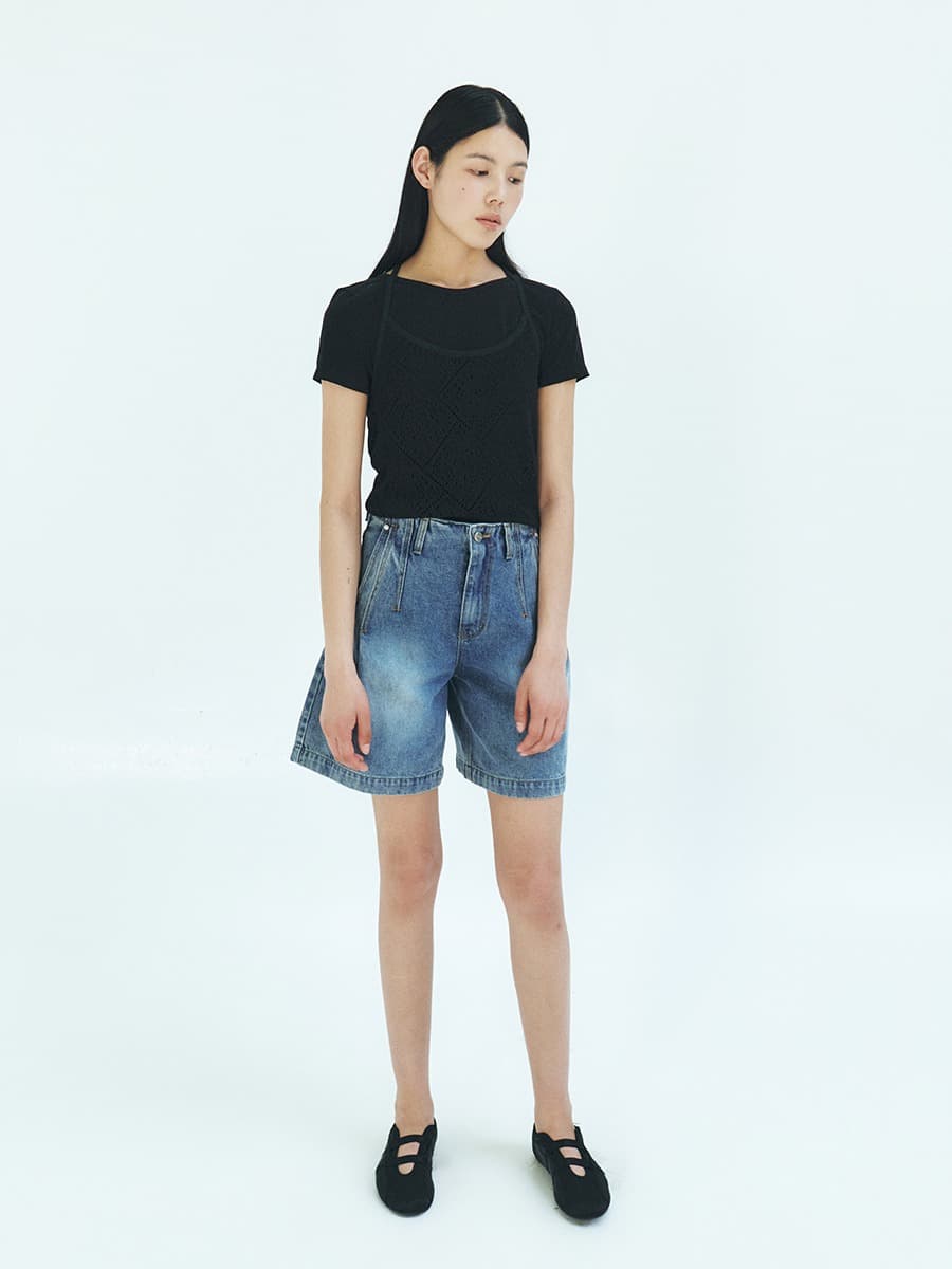 TFR ONE TUCK HALF DENIM_BLUE — vue 2