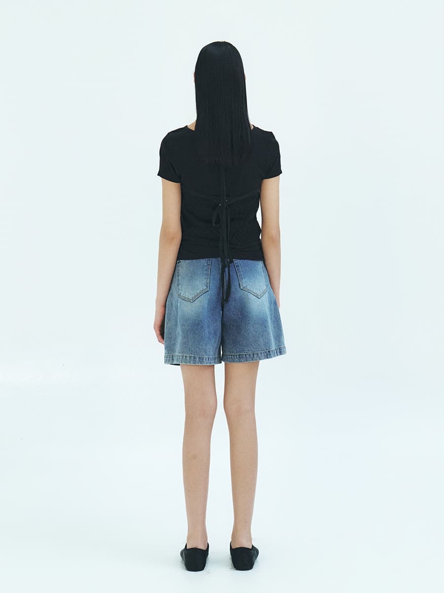 TFR ONE TUCK HALF DENIM_BLUE — vue 3