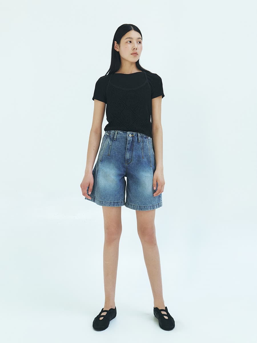 TFR ONE TUCK HALF DENIM_BLUE — vue 4