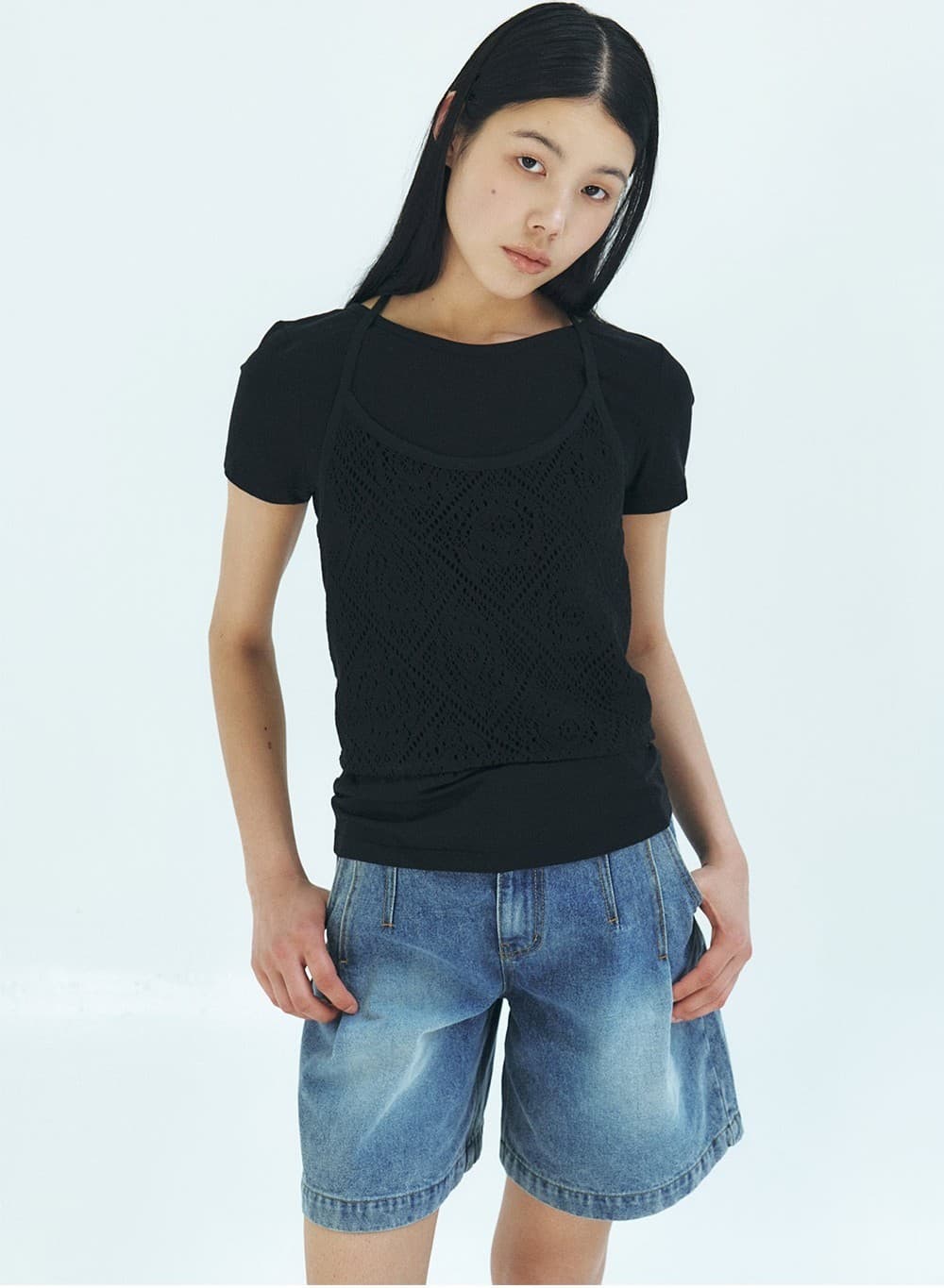 TFR ONE TUCK HALF DENIM_BLUE — vue 6
