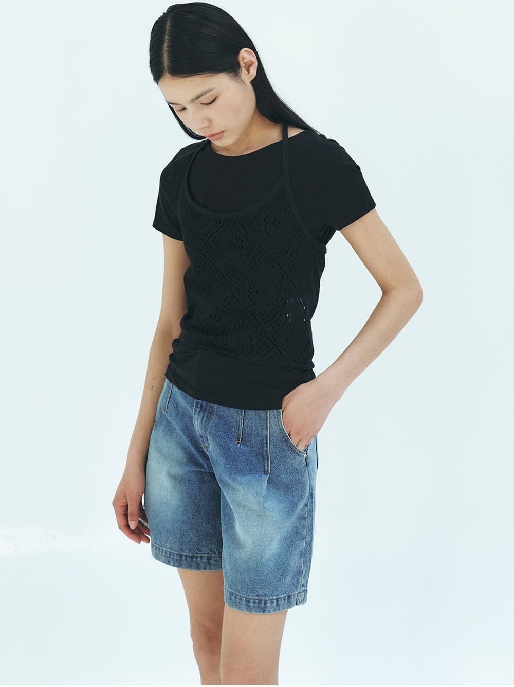 TFR ONE TUCK HALF DENIM_BLUE — vue 8