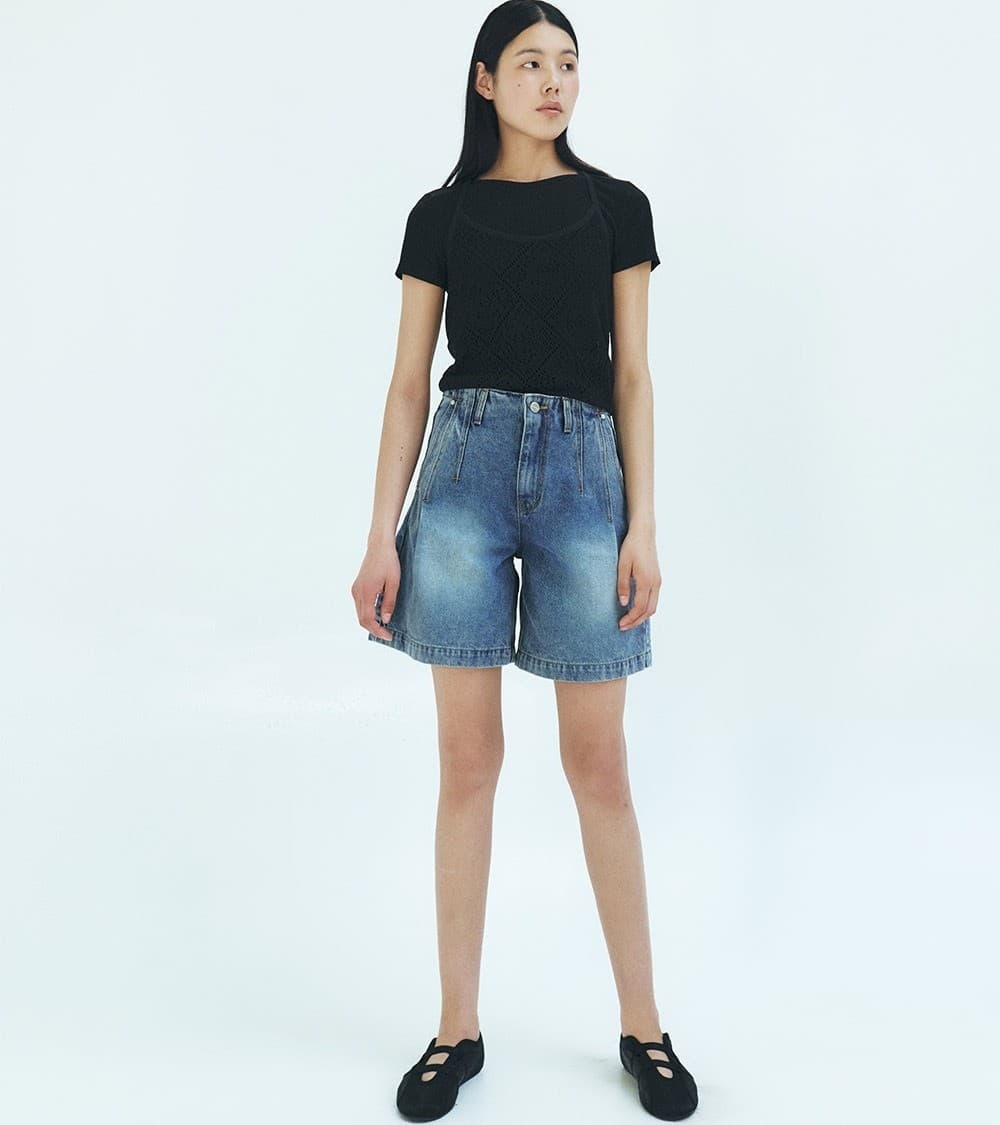 TFR ONE TUCK HALF DENIM_BLUE — vue 11