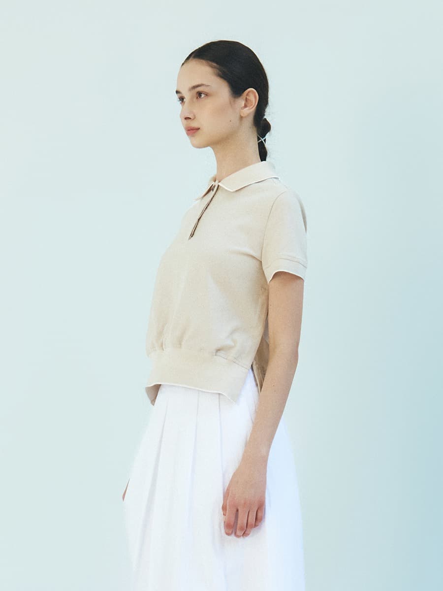 TFR COTTON PK COLLAR TOP_BEGIE — vue 2