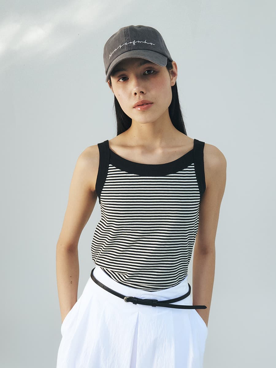 TFR STRIPE SLEEVELESS TOP_BLACK — vue 4