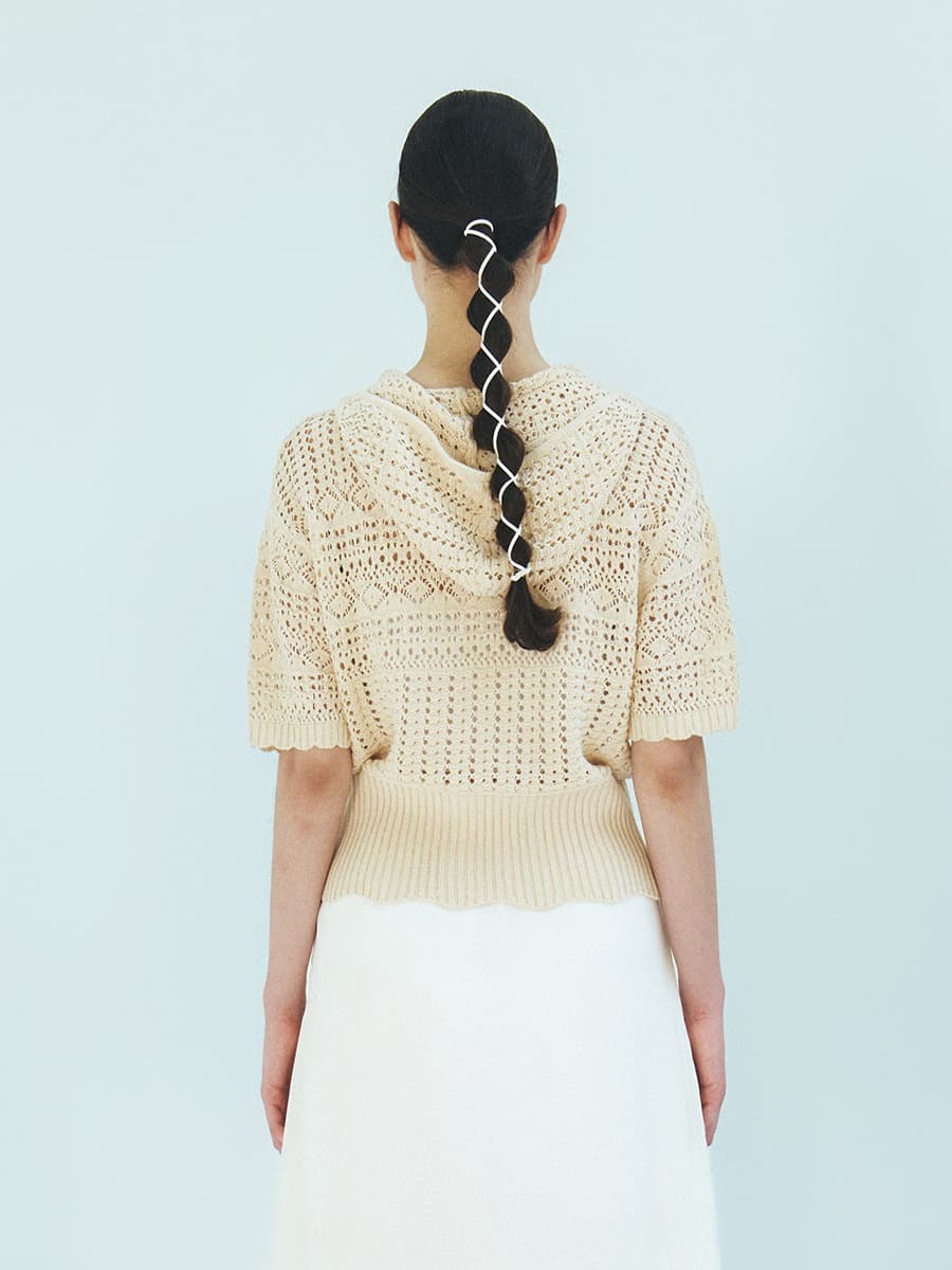 TFR CROCHET HOODED ZIP-UP KNIT TOP_BEIGE — vue 3