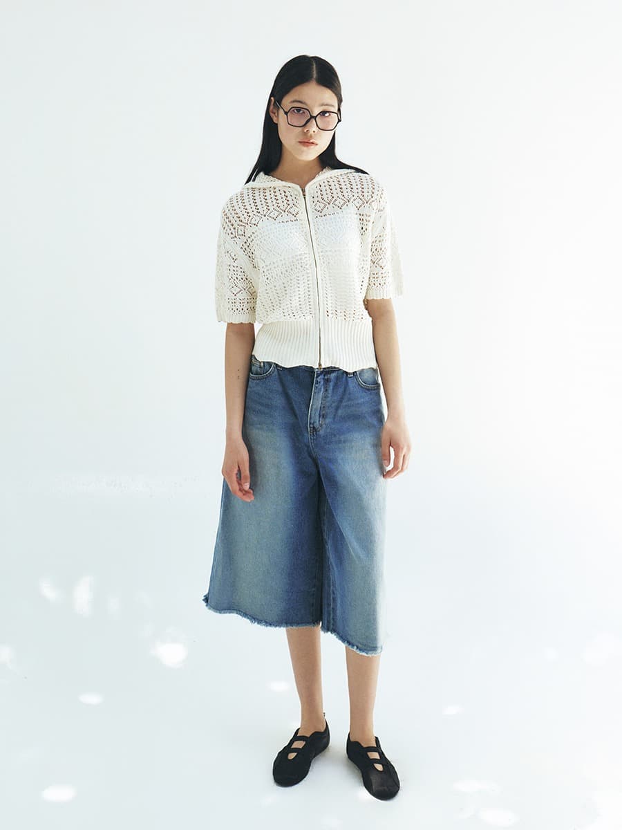 TFR CROCHET HOODED ZIP-UP KNIT TOP_WHITE — vue 4