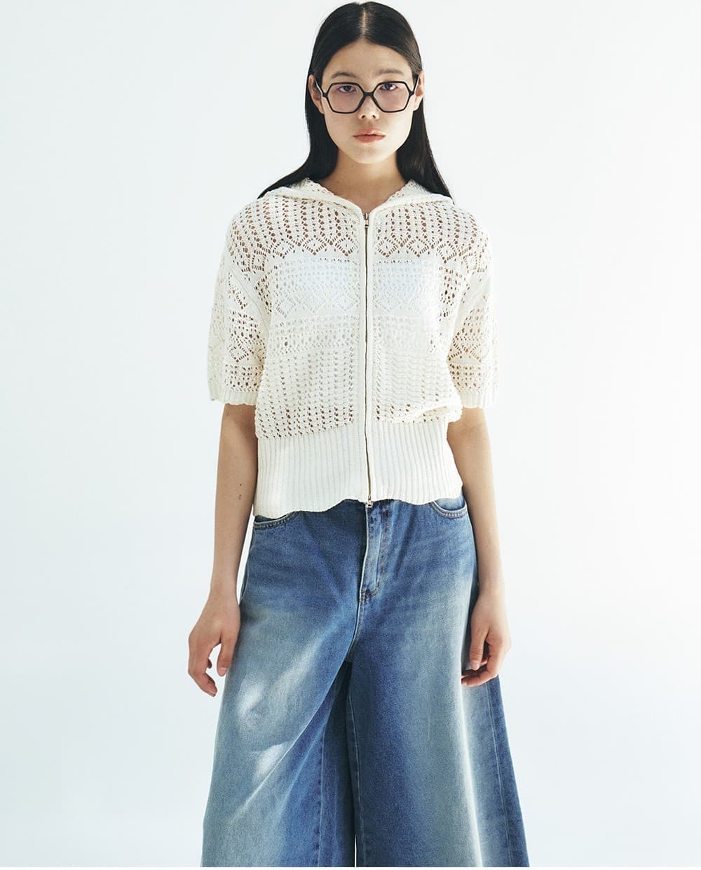 TFR CROCHET HOODED ZIP-UP KNIT TOP_WHITE — vue 8