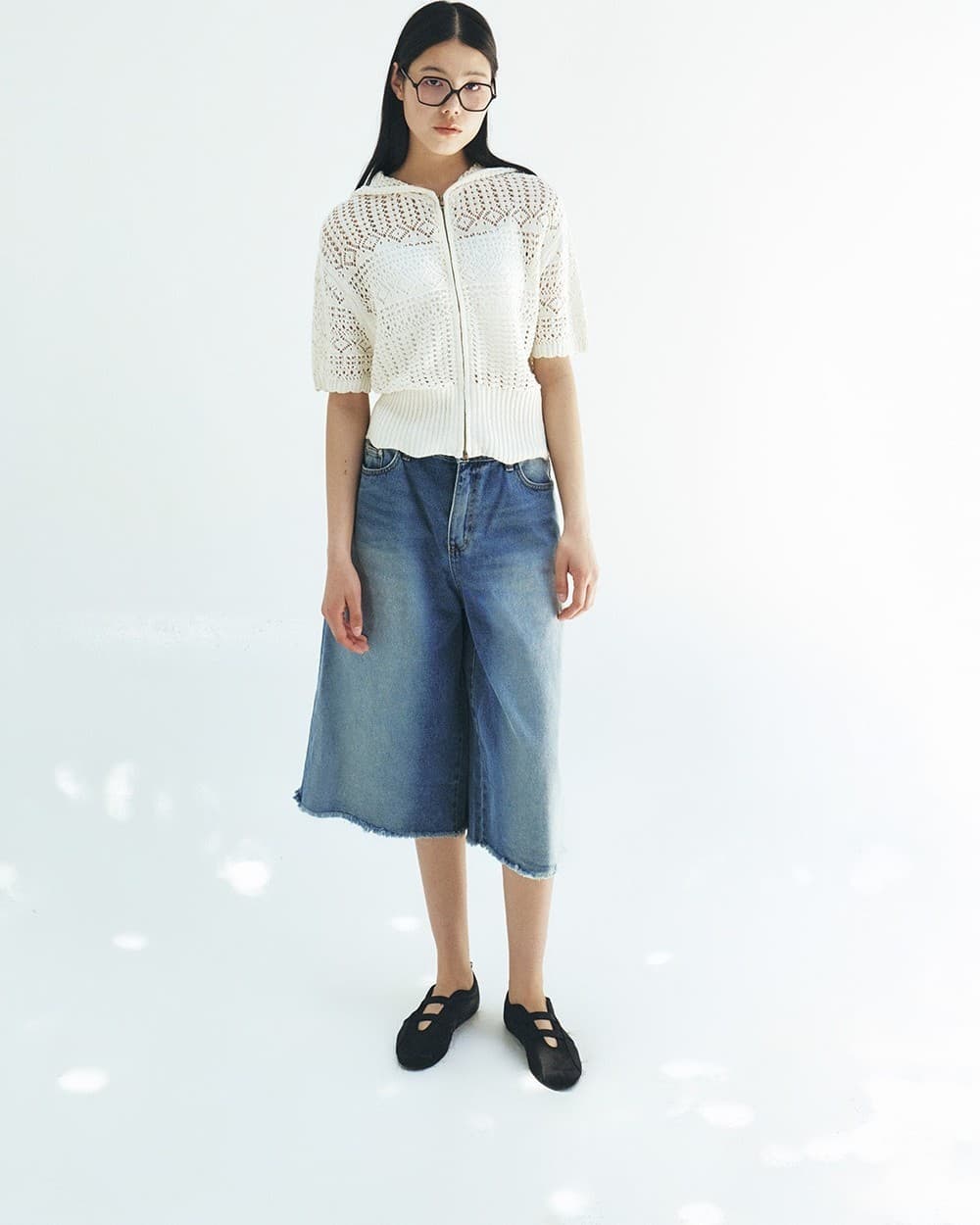 TFR CROCHET HOODED ZIP-UP KNIT TOP_WHITE — vue 11