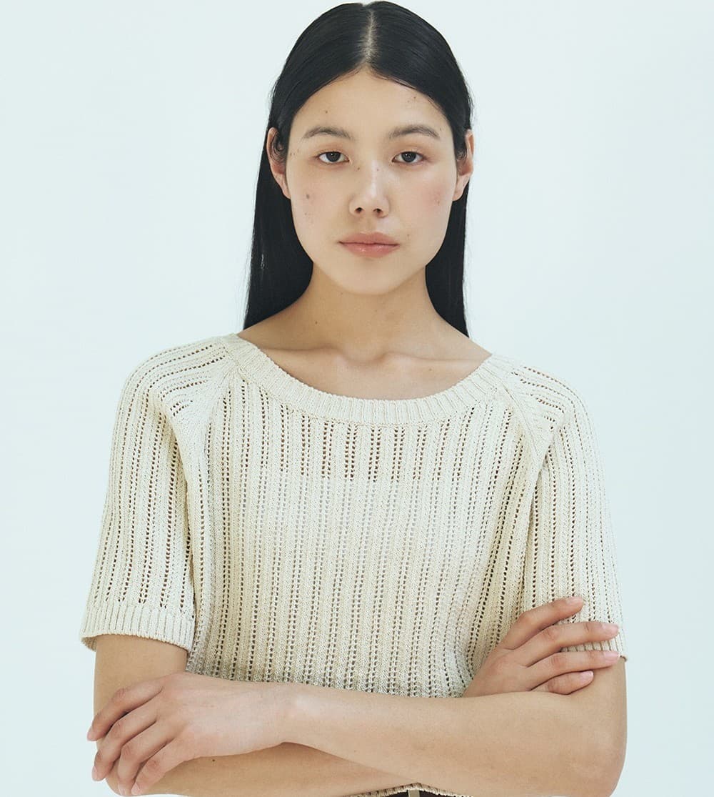 TFR ROUND NECK NETTED KNIT TOP_BEIGE — vue 8