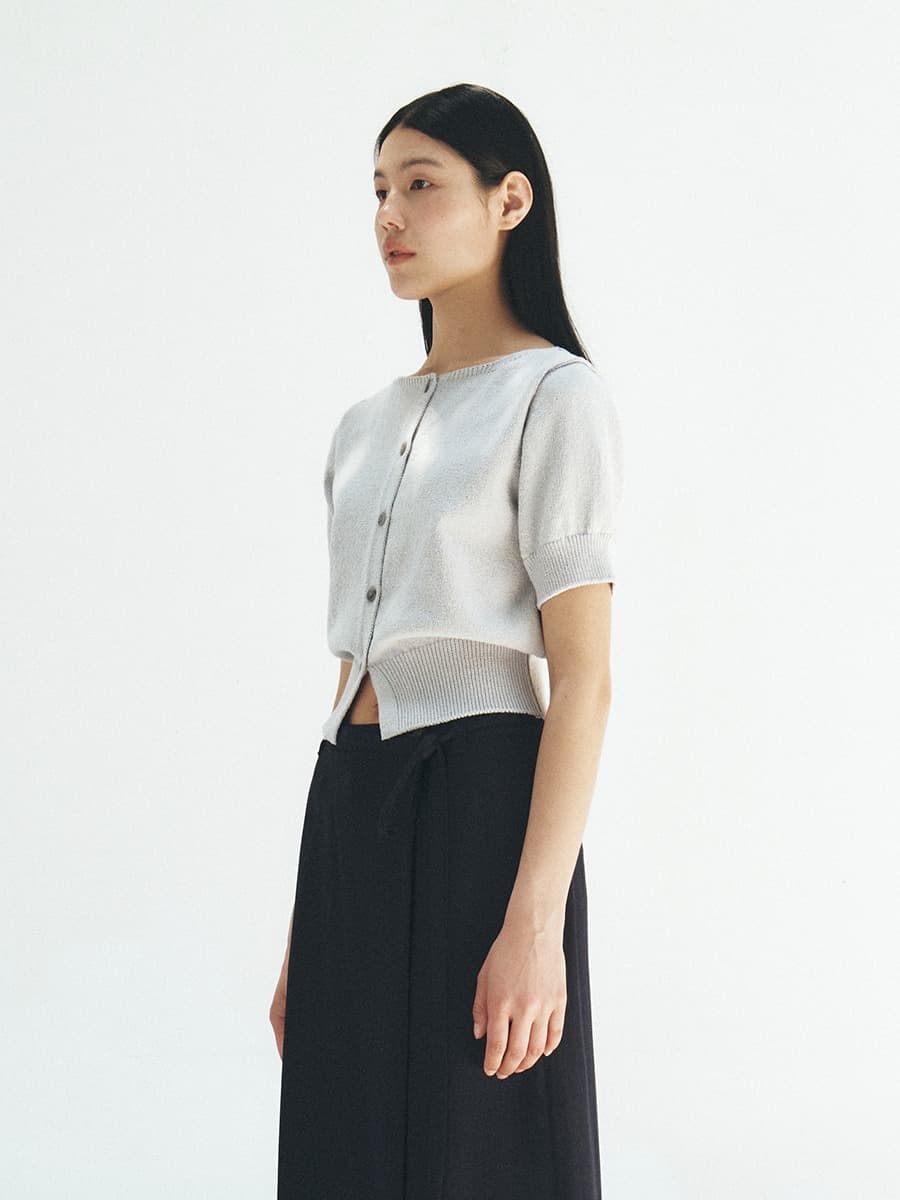 TFR BOAT NECK BUTTON KNIT CARDIGAN_L-GREY — vue 2