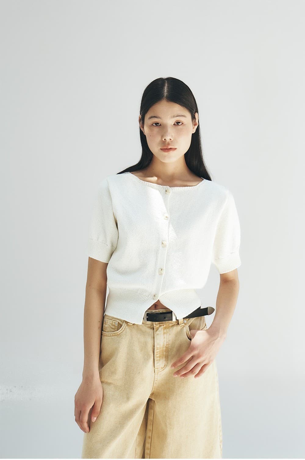 TFR BOAT NECK BUTTON KNIT CARDIGAN_IVORY — vue 8