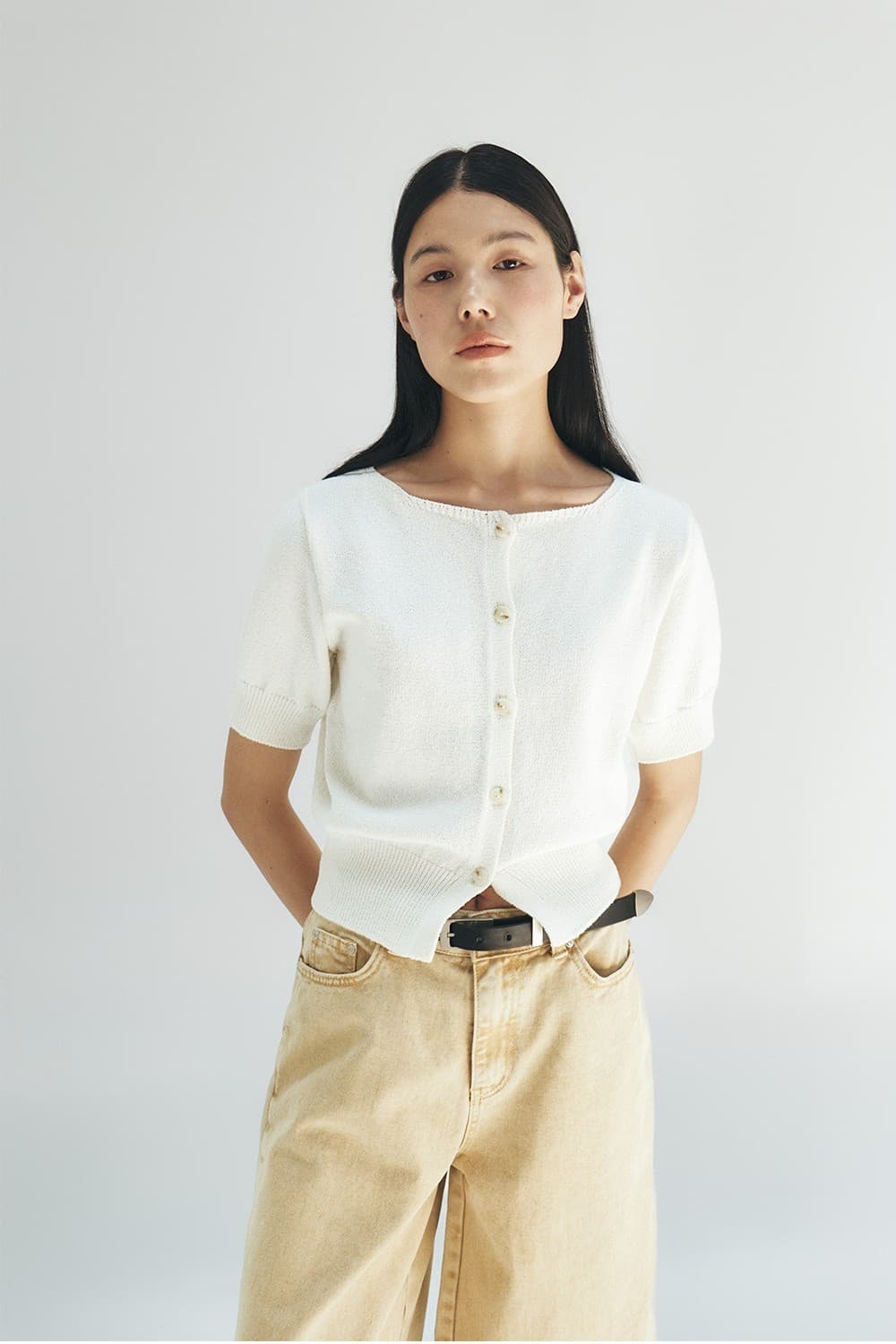 TFR BOAT NECK BUTTON KNIT CARDIGAN_IVORY — vue 10