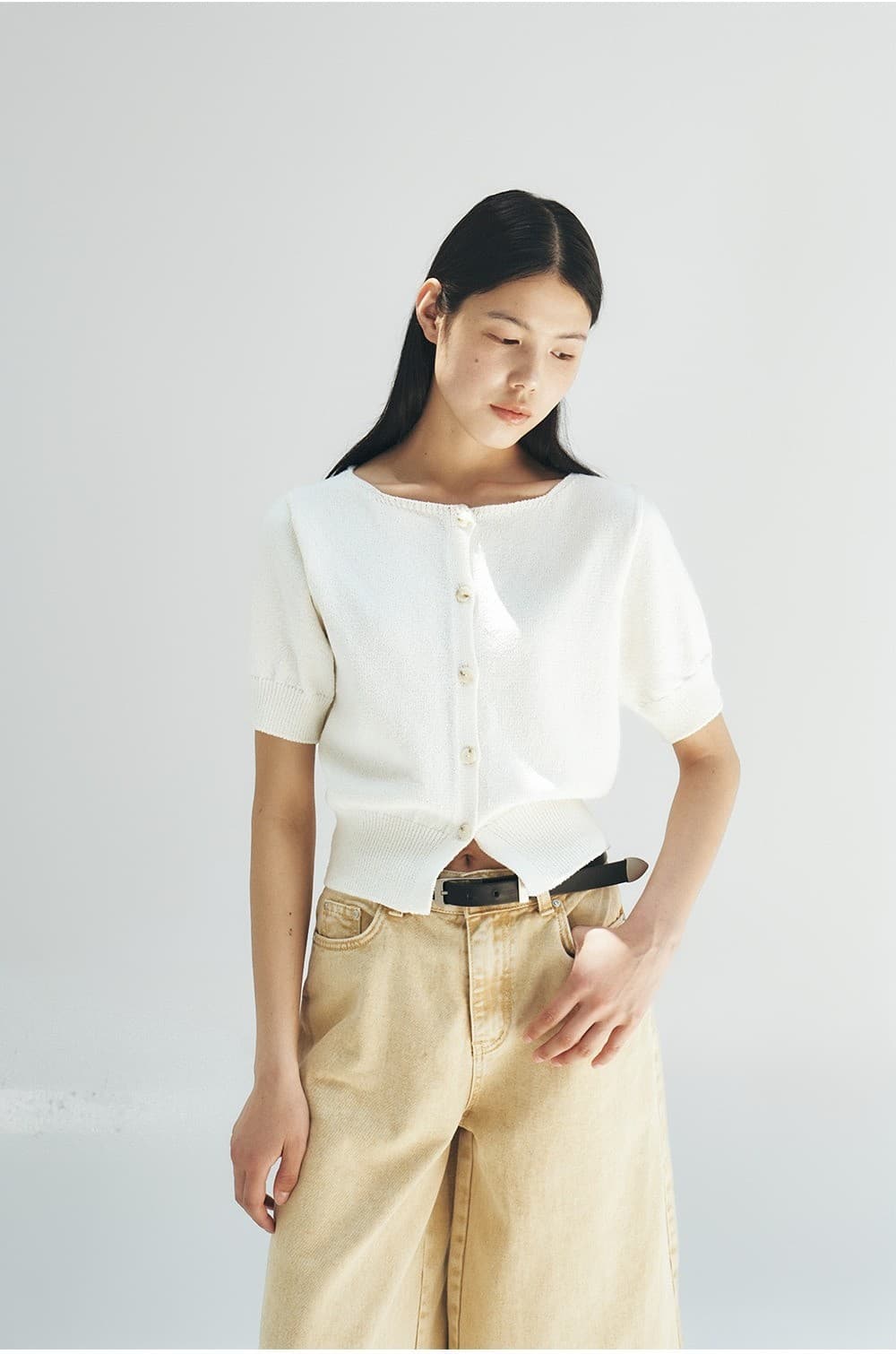 TFR BOAT NECK BUTTON KNIT CARDIGAN_IVORY — vue 11