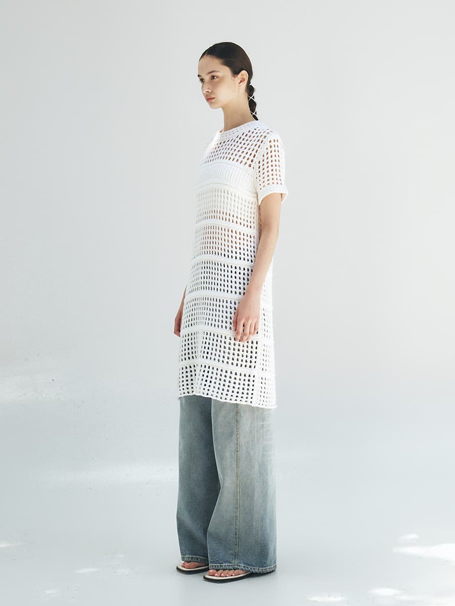 TFR PAPER NETTING KNIT DRESS_IVORY — vue 2