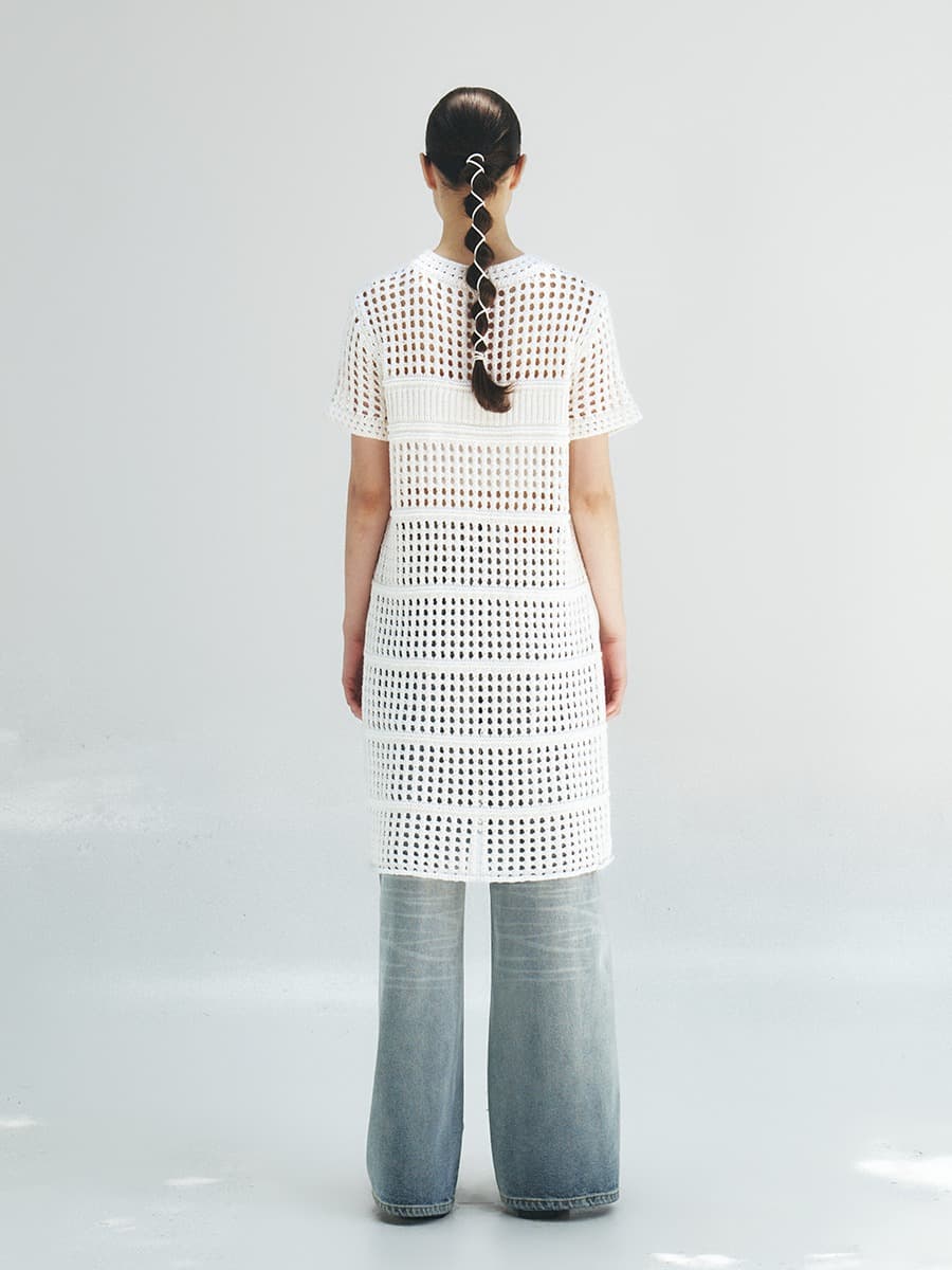 TFR PAPER NETTING KNIT DRESS_IVORY — vue 3