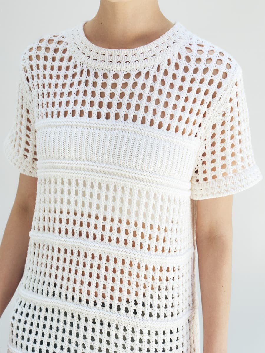 TFR PAPER NETTING KNIT DRESS_IVORY — vue 4