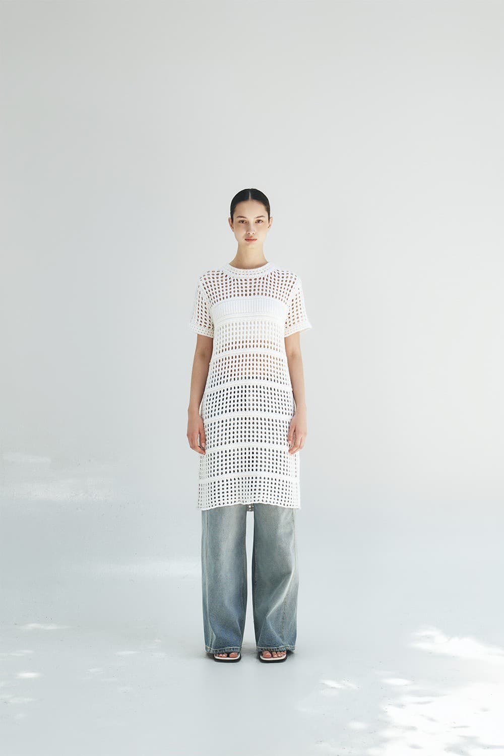 TFR PAPER NETTING KNIT DRESS_IVORY — vue 5