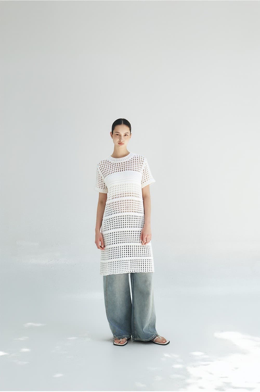 TFR PAPER NETTING KNIT DRESS_IVORY — vue 7