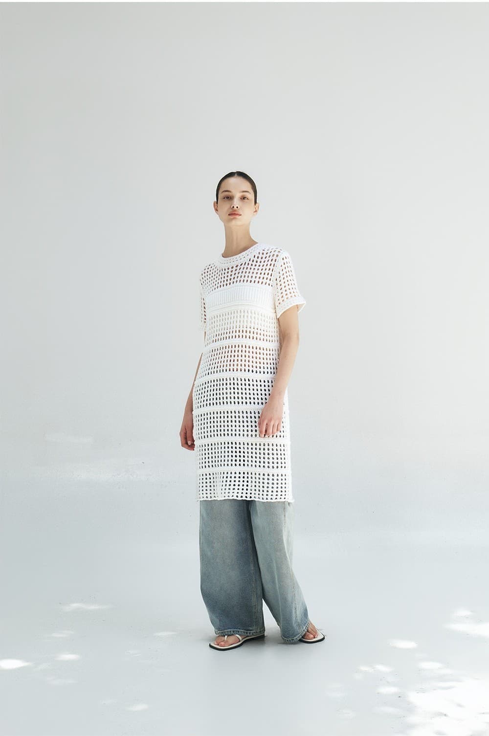 TFR PAPER NETTING KNIT DRESS_IVORY — vue 8