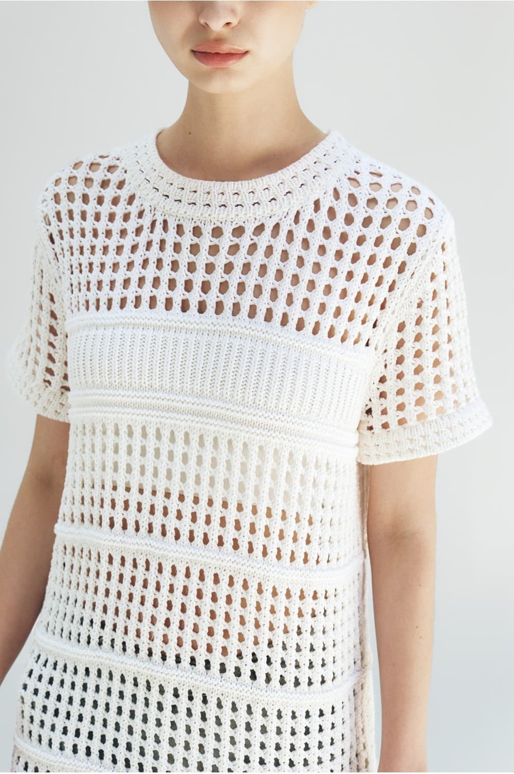 TFR PAPER NETTING KNIT DRESS_IVORY — vue 11