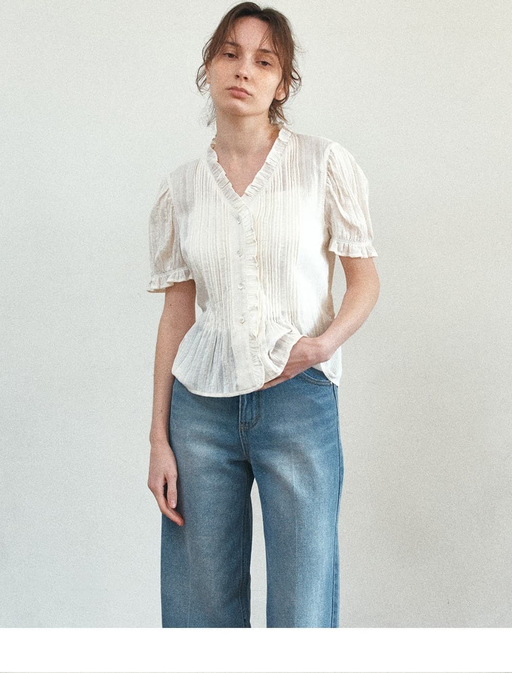 TFR PINTUCK FRILL BLOUSE_IVORY — vue 7