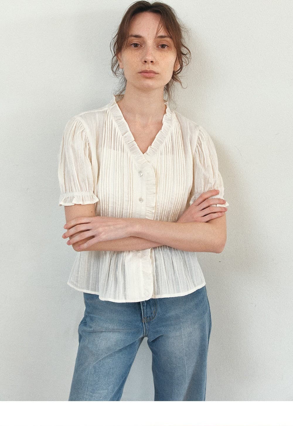 TFR PINTUCK FRILL BLOUSE_IVORY — vue 8