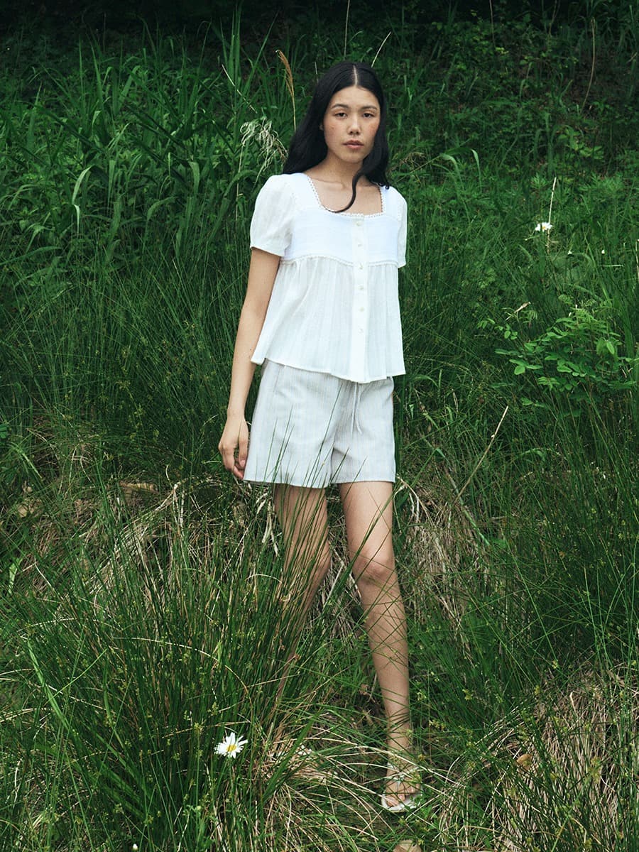 TFR LACE FLARE BUTTON BLOUSE_IVORY — vue 4