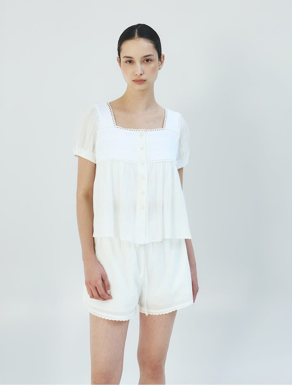TFR LACE FLARE BUTTON BLOUSE_IVORY — vue 6