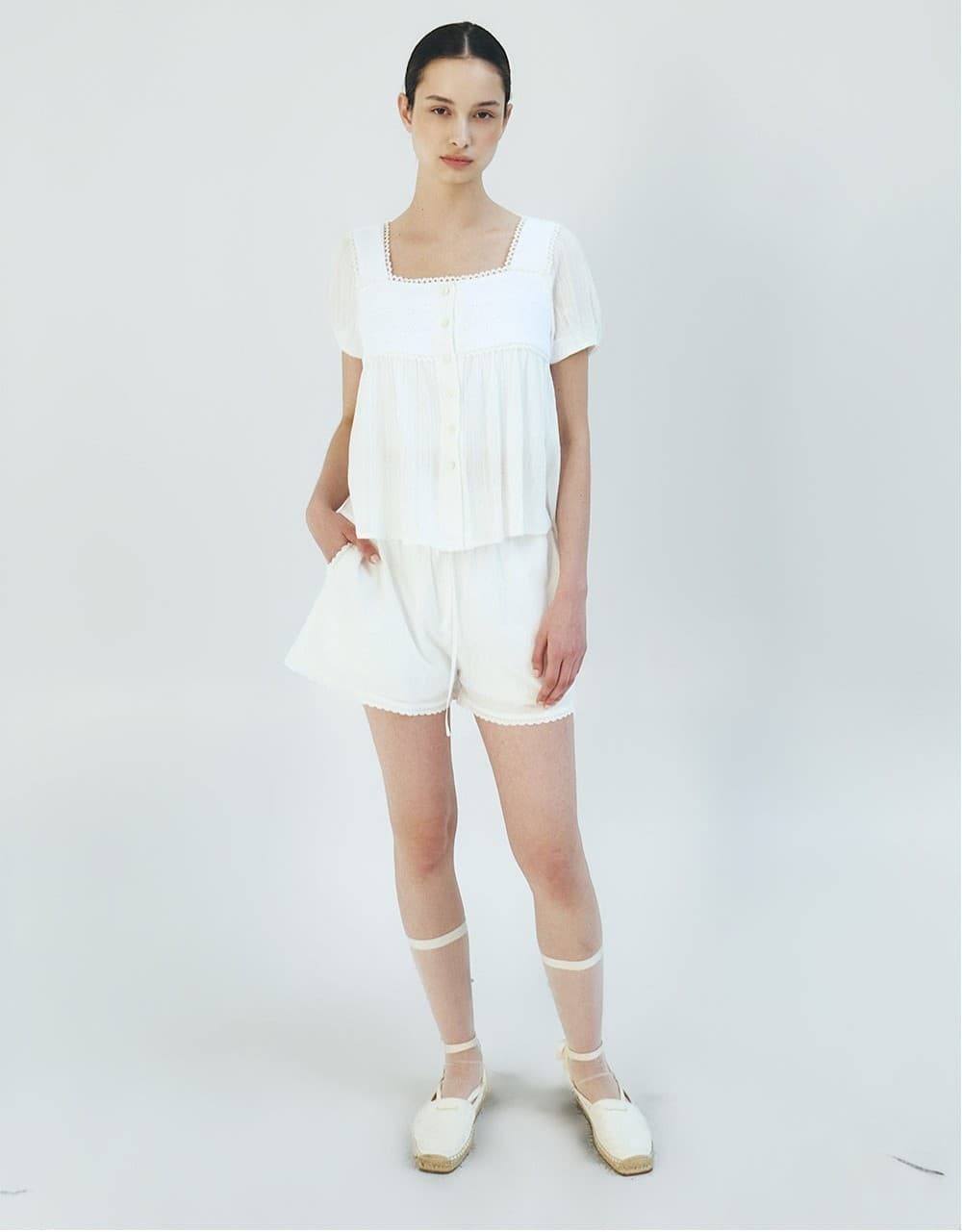 TFR LACE FLARE BUTTON BLOUSE_IVORY — vue 9