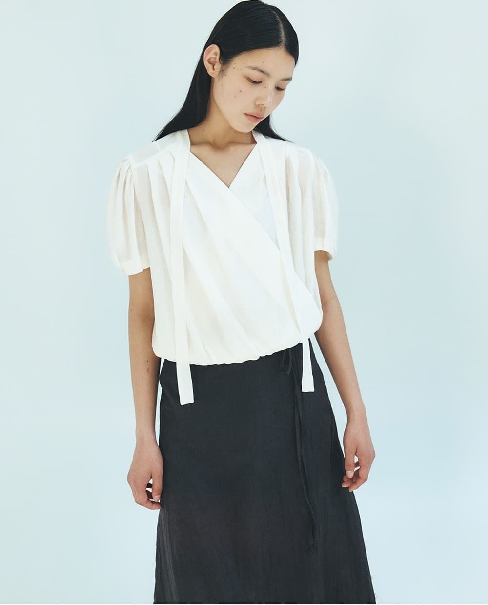 TFR CRINKLE WRAP SCARF BLOUSE_IVORY — vue 6