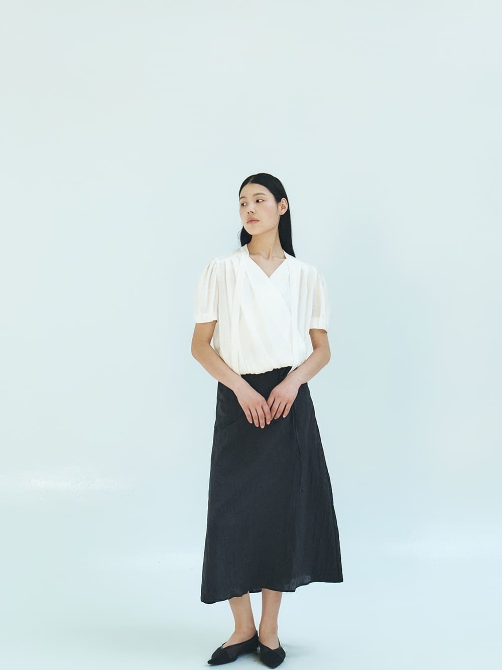 TFR CRINKLE WRAP SCARF BLOUSE_IVORY — vue 8