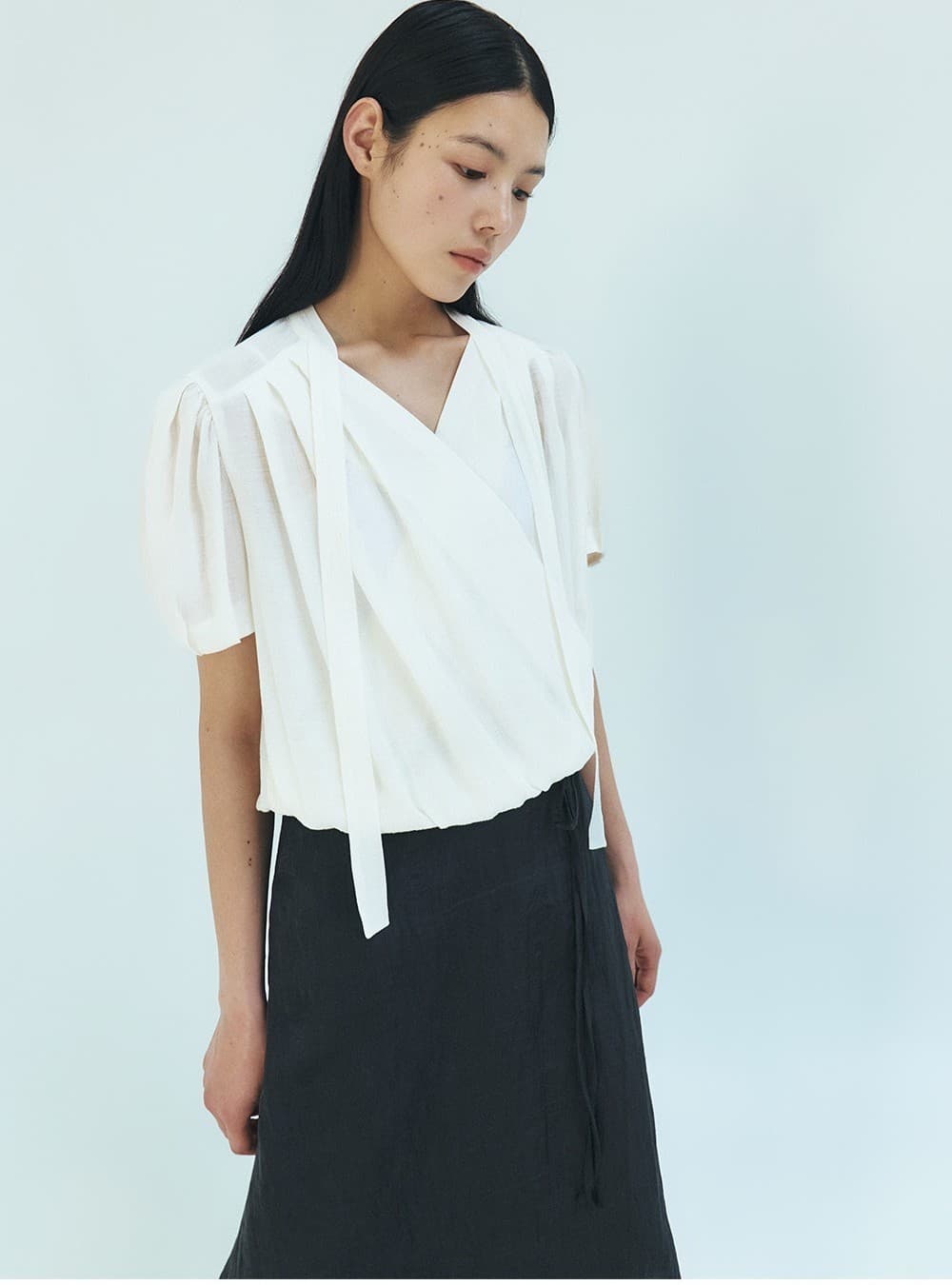 TFR CRINKLE WRAP SCARF BLOUSE_IVORY — vue 9