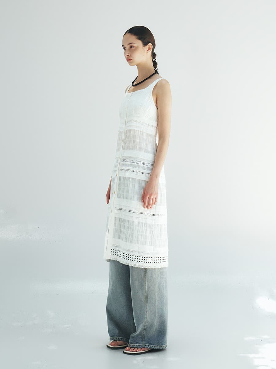 TFR LACE SLEEVELESS DRESS_IVORY — vue 2